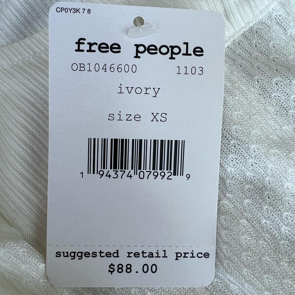 NWT Free People Devin Textured Top Blouse Ivory Size XS-S - Picture 10 of 13
